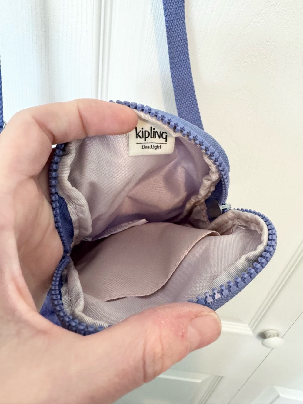 Kipling Purple Mini Crossbody Phone Bag Travel Purse w/ Emily Monkey Charm AS IS - Picture 7 of 10